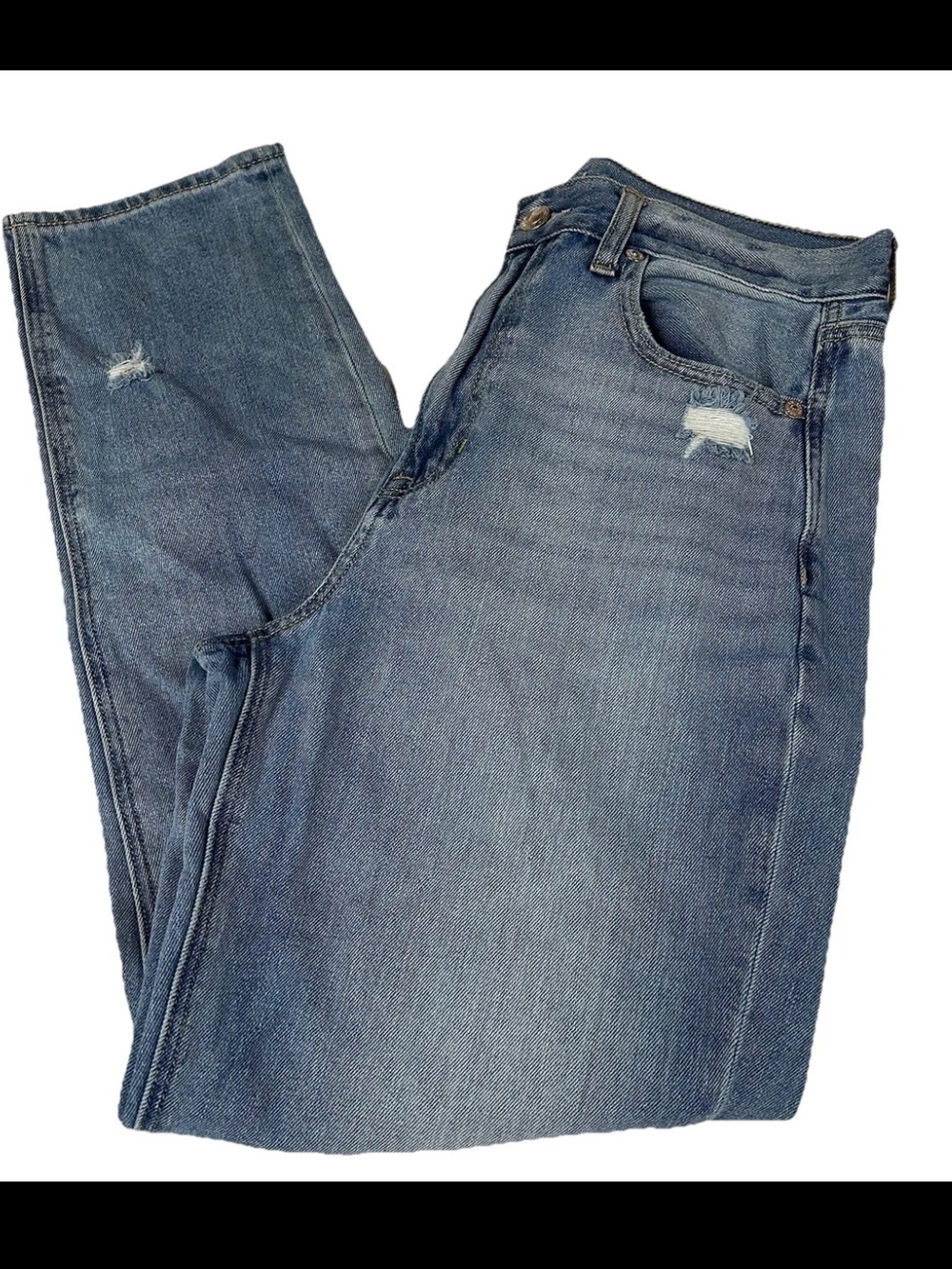 American Eagle Women’s Size 6 Mom Jean Light Wash Distressed Blue Denim #3793